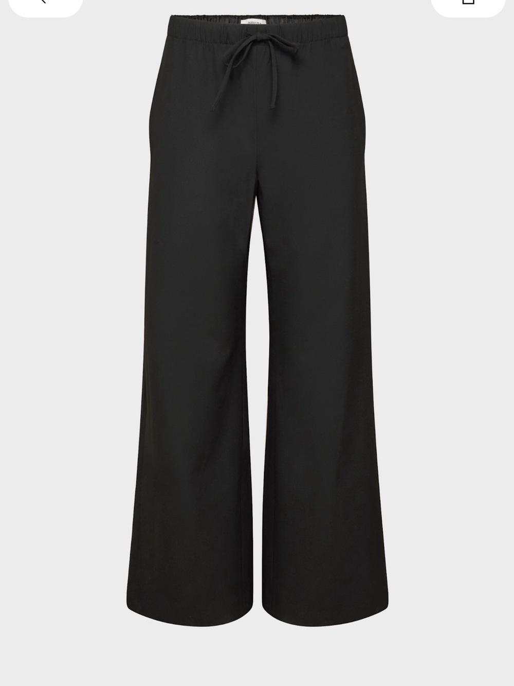 Aritzia Black Linen Wide-Leg Drawstring Trousers